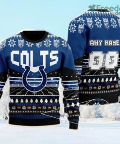 Custom Name Number Nfl Indianapolis Colts Rugby Stadium Ugly Christmas Sweater Gift Christmas