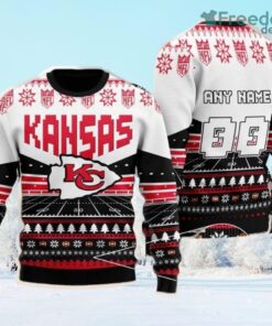 Custom Name Number Nfl Kansas City Chiefs Rugby Stadium Ugly Christmas Sweater Gift Christmas