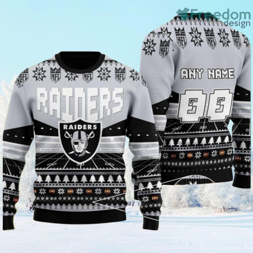 Custom Name Number Nfl Las Vegas Raiders Rugby Stadium Ugly Christmas Sweater Gift Christmas image Custom Name Number Nfl Las Vegas Raiders Rugby Stadium Ugly Christmas Sweater Gift Christmas Product Photo 1