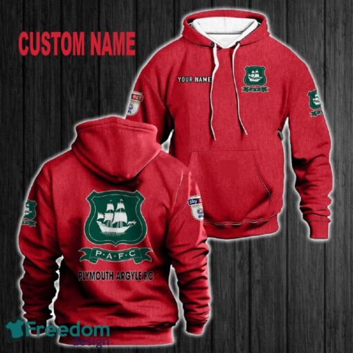 Custom Name Plymouth Argyle F.C 3D Hoodie Red All OVer Print For Men Women Gift Christmas 2024 - Custom Name Plymouth Argyle F.C 3D Hoodie Red All OVer Print For Men Gift Christmas 2024