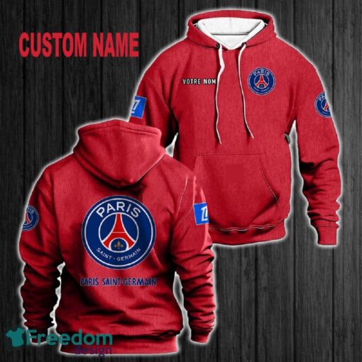 Custom Name PSG 3D Hoodie Red All OVer Print For Men Women Gift Christmas 2024 - Custom Name PSG 3D Hoodie Red All OVer Print For Men Gift Christmas 2024