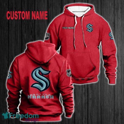 Custom Name Seattle Kraken 3D Hoodie Red All OVer Print For Men Women Gift Christmas 2024 - Custom Name Seattle Kraken 3D Hoodie Red All OVer Print For Men Gift Christmas 2024