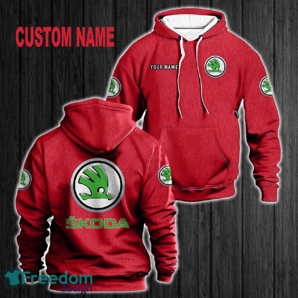 Custom Name Skoda Auto 3D Hoodie Red All OVer Print For Men Women Gift Christmas 2024 - Custom Name Skoda Auto 3D Hoodie Red All OVer Print For Men Gift Christmas 2024