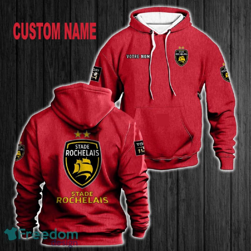 Custom Name Stade Rochelais 3D Hoodie Red All OVer Print For Men Women Gift Christmas 2024 - Custom Name Stade Rochelais 3D Hoodie Red All OVer Print For Men Gift Christmas 2024