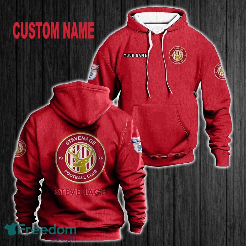 Custom Name Stevenage Football Club 3D Hoodie Red All OVer Print For Men Women Gift Christmas 2024 - Custom Name Stevenage Football Club 3D Hoodie Red All OVer Print For Men Gift Christmas 2024