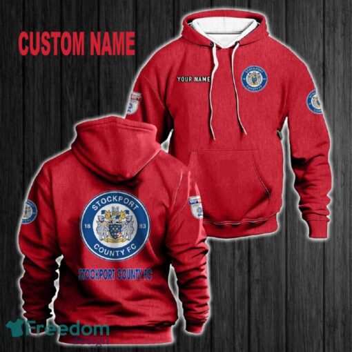 Custom Name Stockport County F.C 3D Hoodie Red All OVer Print For Men Women Gift Christmas 2024 - Custom Name Stockport County F.C 3D Hoodie Red All OVer Print For Men Gift Christmas 2024