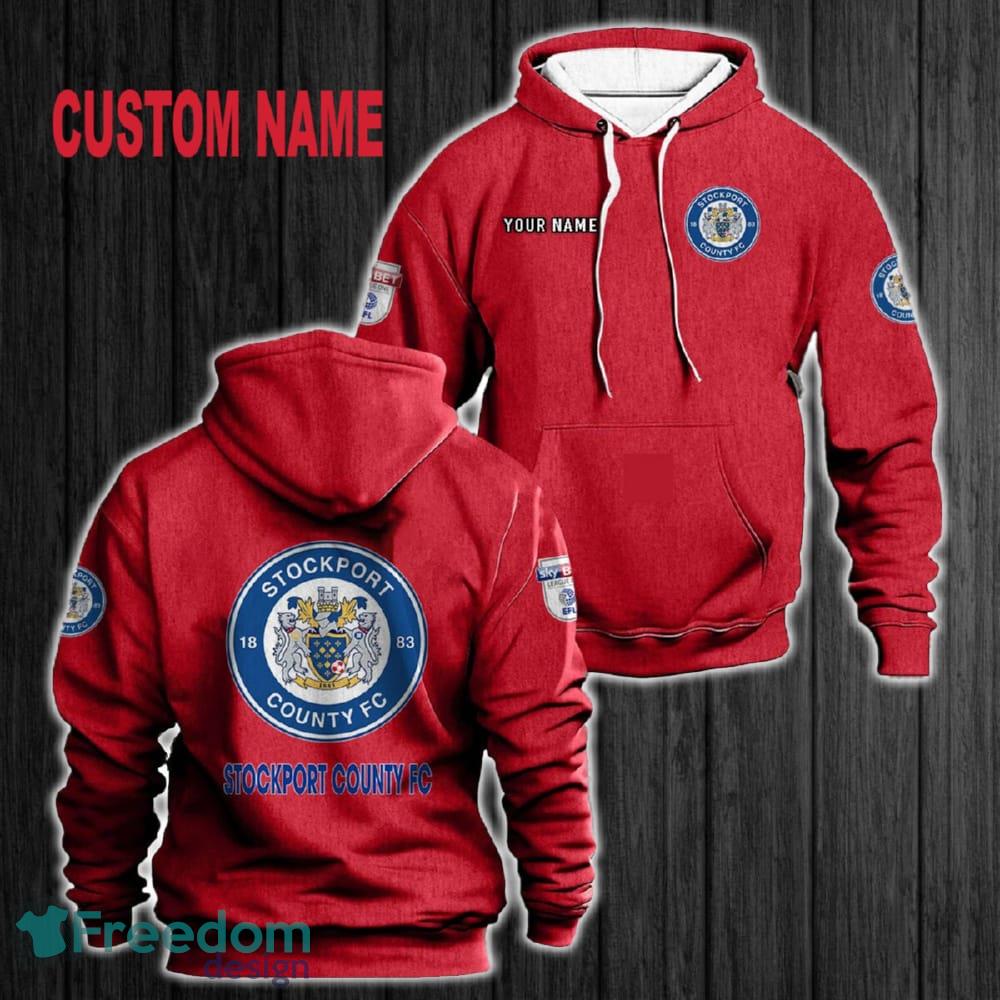 Custom Name Stockport County F.C 3D Hoodie Red All OVer Print For Men Women Gift Christmas 2024 - Custom Name Stockport County F.C 3D Hoodie Red All OVer Print For Men Gift Christmas 2024