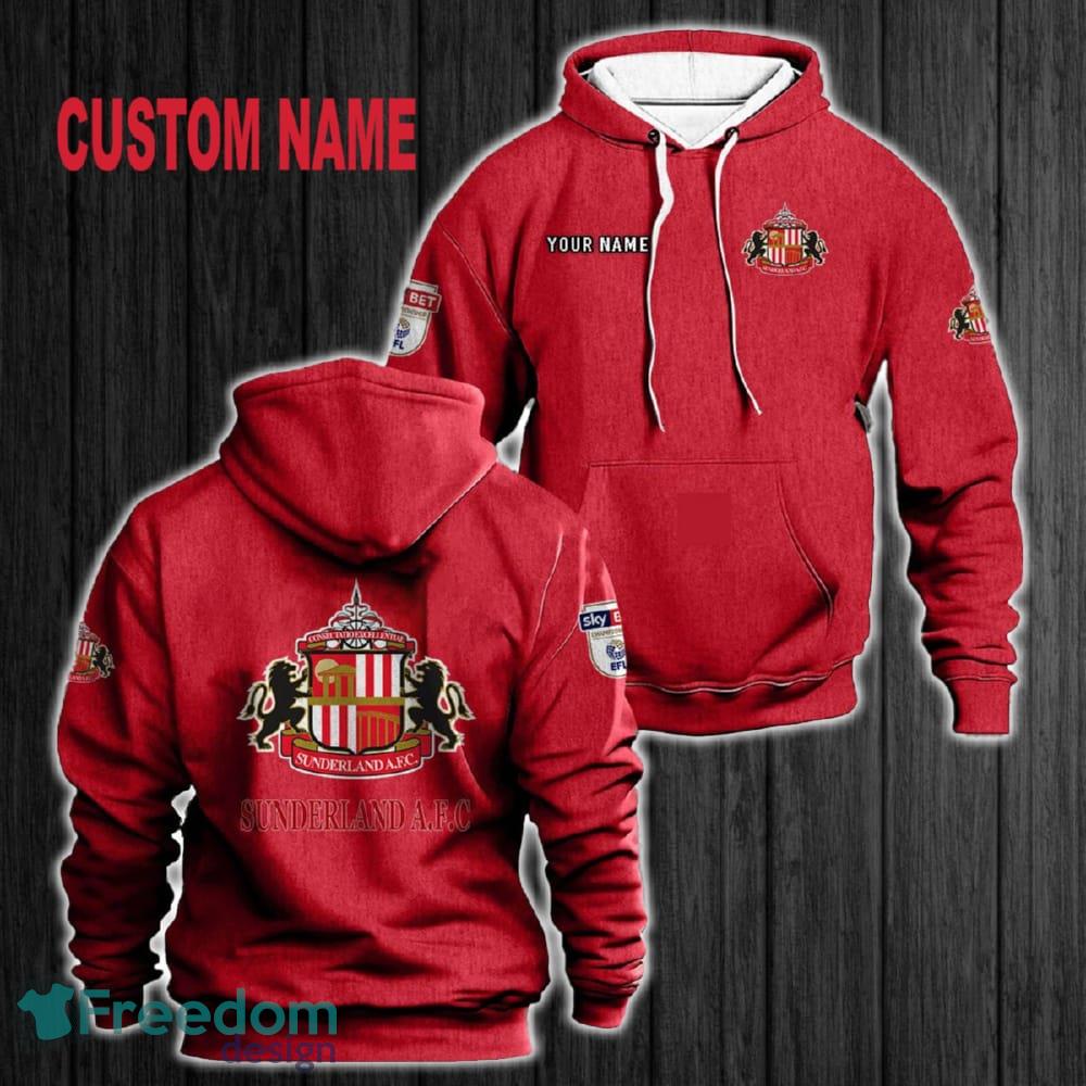 Custom Name Sunderland A.F.C 3D Hoodie Red All OVer Print For Men Women Gift Christmas 2024 - Custom Name Sunderland A.F.C 3D Hoodie Red All OVer Print For Men Gift Christmas 2024