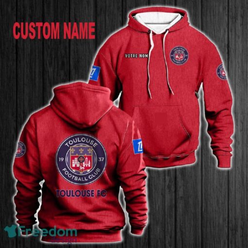 Custom Name Toulouse Football Club 3D Hoodie Red All OVer Print For Men Women Gift Christmas 2024 - Custom Name Toulouse Football Club 3D Hoodie Red All OVer Print For Men Gift Christmas 2024