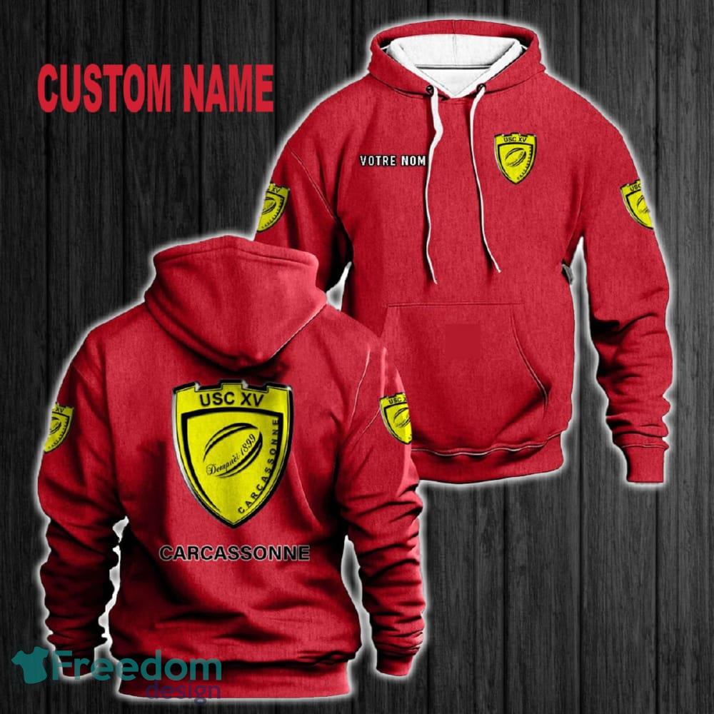 Custom Name US Carcassonne 3D Hoodie Red All OVer Print For Men Women Gift Christmas 2024 - Custom Name US Carcassonne 3D Hoodie Red All OVer Print For Men Gift Christmas 2024