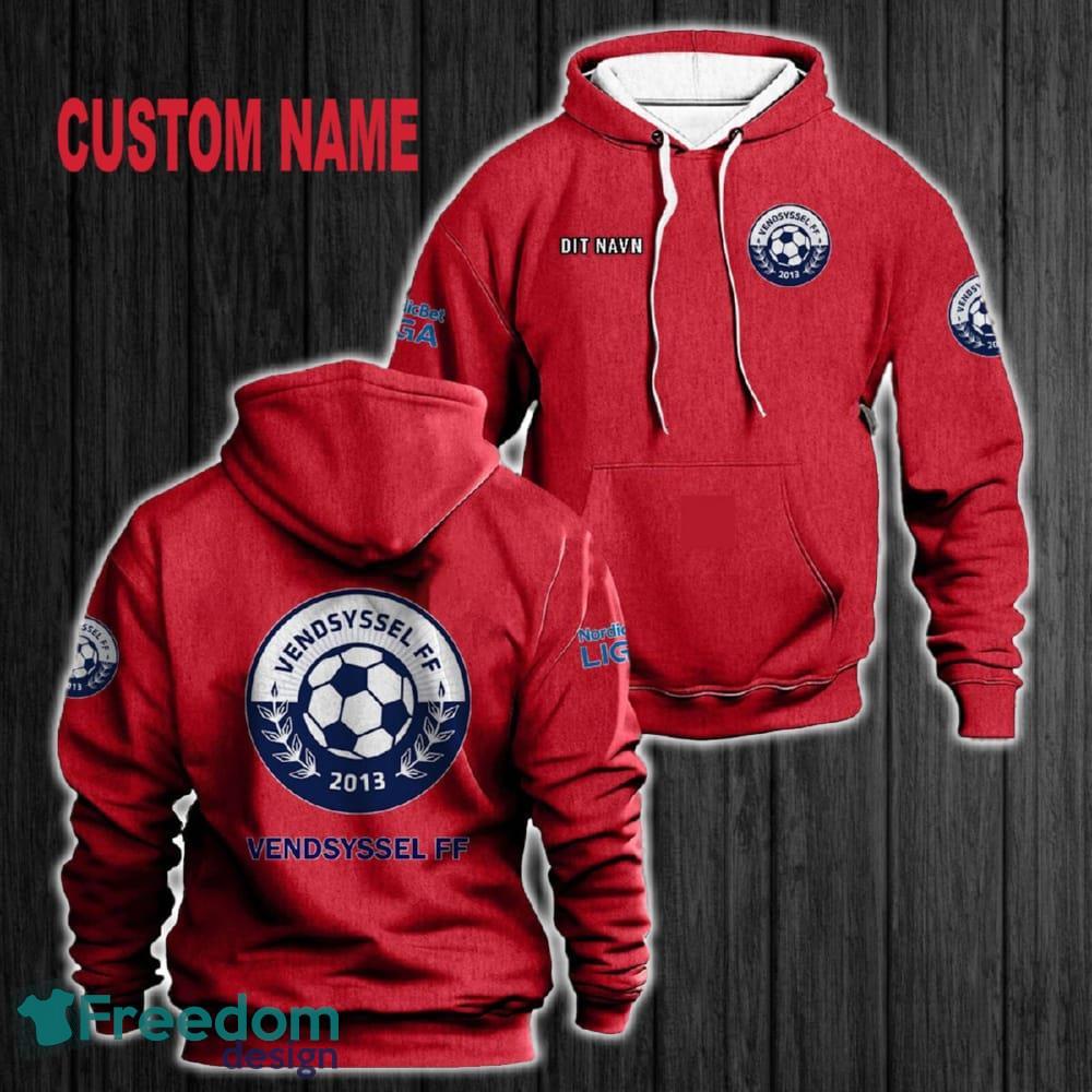 Custom Name Vendsyssel FF 3D Hoodie Red All OVer Print For Men Women Gift Christmas 2024 - Custom Name Vendsyssel FF 3D Hoodie Red All OVer Print For Men Gift Christmas 2024