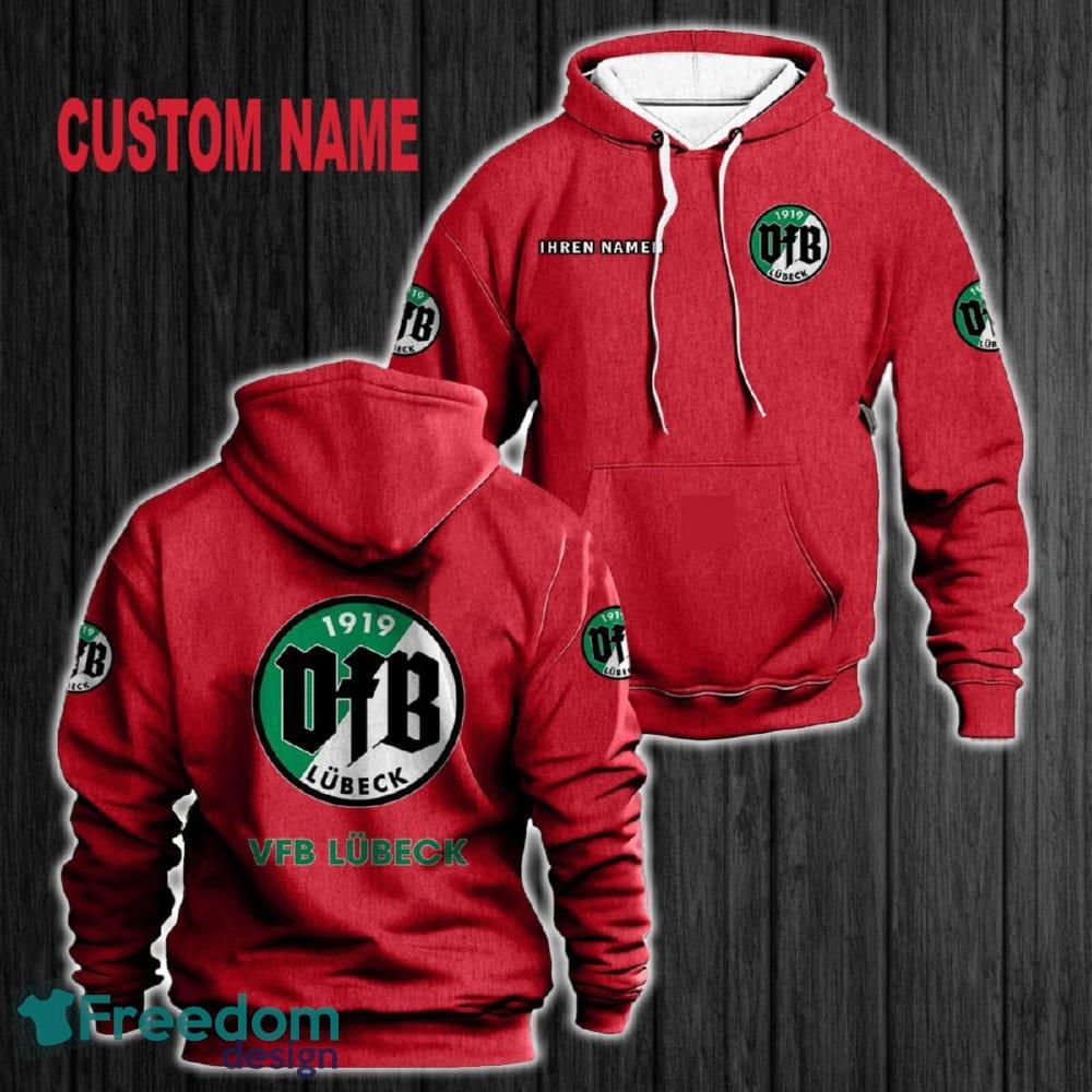 Custom Name VfB Lubeck 3D Hoodie Red All OVer Print For Men Women Gift Christmas 2024 - Custom Name VfB Lubeck 3D Hoodie Red All OVer Print For Men Gift Christmas 2024