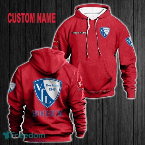 Custom Name VfL Bochum 3D Hoodie Red All OVer Print For Men Women Gift Christmas 2024 - Custom Name VfL Bochum 3D Hoodie Red All OVer Print For Men Gift Christmas 2024