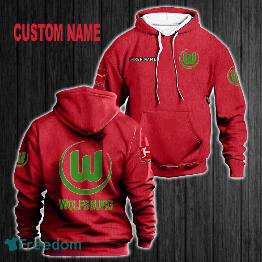 Custom Name VfL Wolfsburg 3D Hoodie Red All OVer Print For Men Women Gift Christmas 2024 - Custom Name VfL Wolfsburg 3D Hoodie Red All OVer Print For Men Gift Christmas 2024