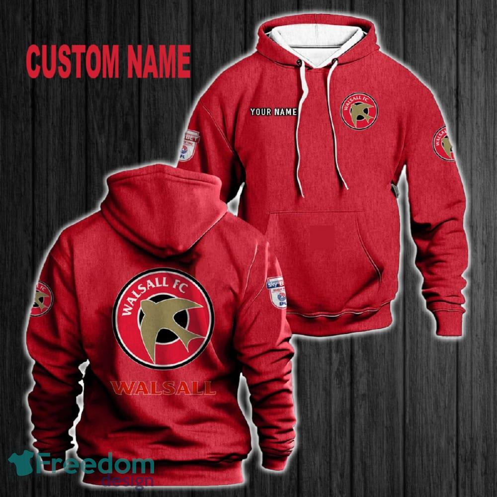 Custom Name Walsall FC 3D Hoodie Red All OVer Print For Men Women Gift Christmas 2024 - Custom Name Walsall FC 3D Hoodie Red All OVer Print For Men Gift Christmas 2024