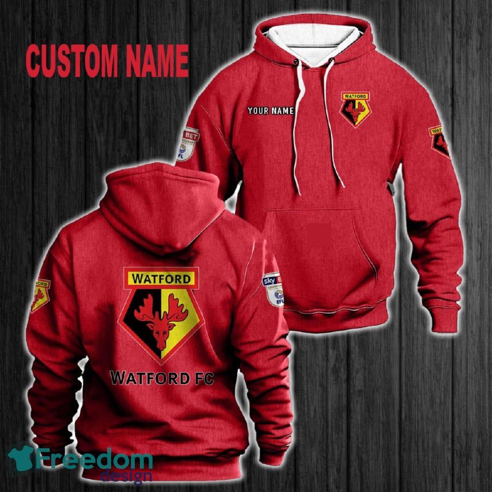 Custom Name Watford 3D Hoodie Red All OVer Print For Men Women Gift Christmas 2024 - Custom Name Watford 3D Hoodie Red All OVer Print For Men Gift Christmas 2024