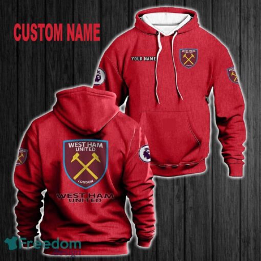 Custom Name West Ham United 3D Hoodie Red All OVer Print For Men Women Gift Christmas 2024 - Custom Name West Ham United 3D Hoodie Red All OVer Print For Men Gift Christmas 2024