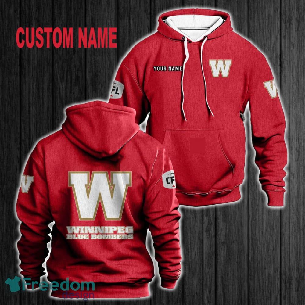 Custom Name Winnipeg Blue Bombers 3D Hoodie Red All OVer Print For Men Women Gift Christmas 2024 - Custom Name Winnipeg Blue Bombers 3D Hoodie Red All OVer Print For Men Gift Christmas 2024