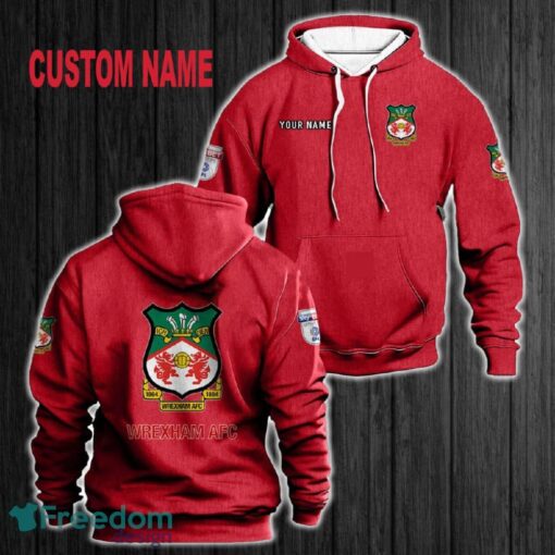 Custom Name Wrexham AFC 3D Hoodie Red All OVer Print For Men Women Gift Christmas 2024 - Custom Name Wrexham AFC 3D Hoodie Red All OVer Print For Men Gift Christmas 2024