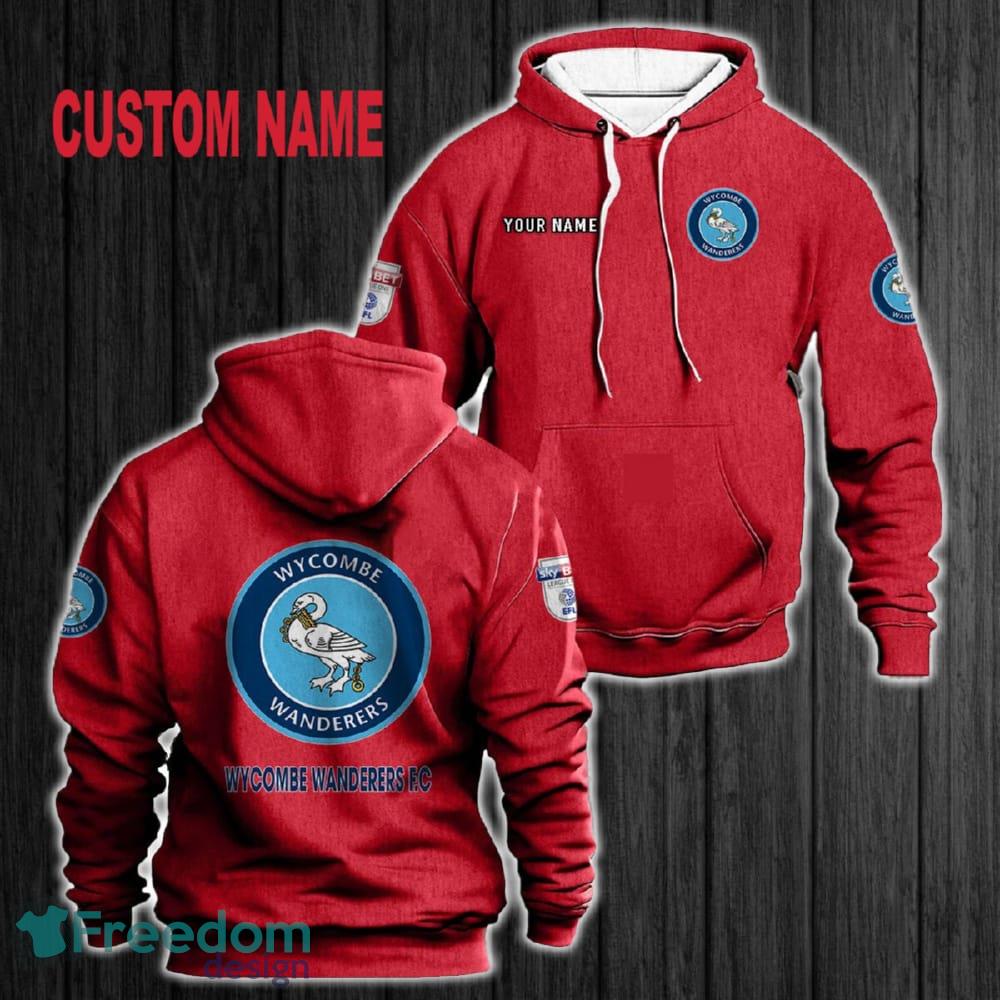 Custom Name Wycombe Wanderers F.C 3D Hoodie Red All OVer Print For Men Women Gift Christmas 2024 - Custom Name Wycombe Wanderers F.C 3D Hoodie Red All OVer Print For Men Gift Christmas 2024