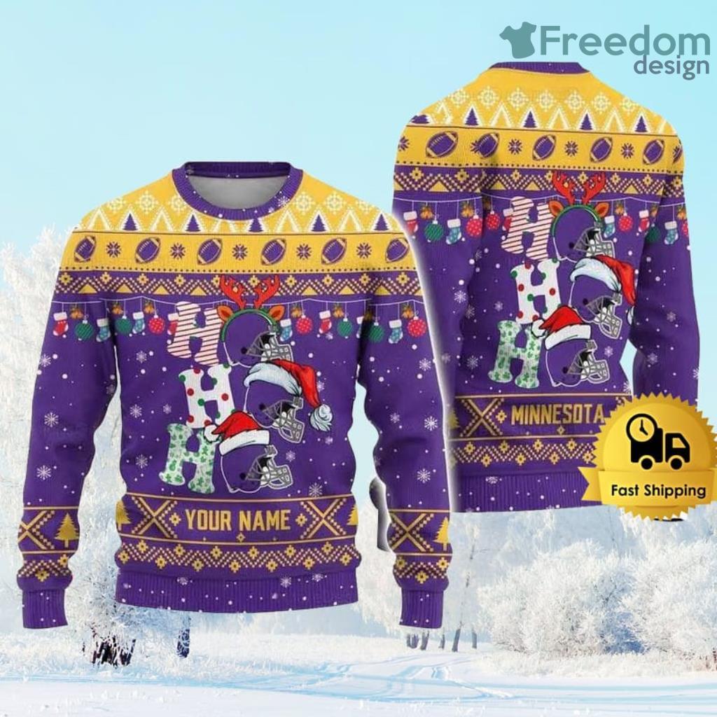 Customized Minnesota Vikings Ugly Christmas Sweater Gift Christmas image Customized Minnesota Vikings Ugly Christmas Sweater Gift Christmas Product Photo 1
