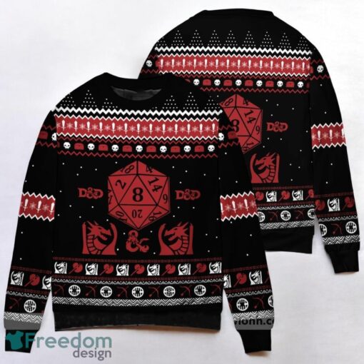 D20 Dungeons & Dragons Ugly Knitted Christmas Sweatshirt Product Photo 1