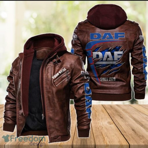 DAF 2D Leather Jacket For Men Custom Name Special Gift Ideas Product Photo 2