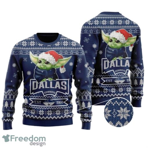 Dallas Cowboys Cute Baby Yoda Grogu All Over Print Sweater Product Photo 1