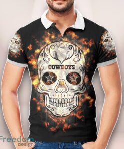 Dallas Cowboys Skull Flowers Fire 3D Printed Polo Shirt Unisex Clothes For Men Women