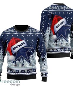 Dallas Cowboys Symbol Wearing Santa Claus Hat Ho Ho Ho All Over Print  Sweater