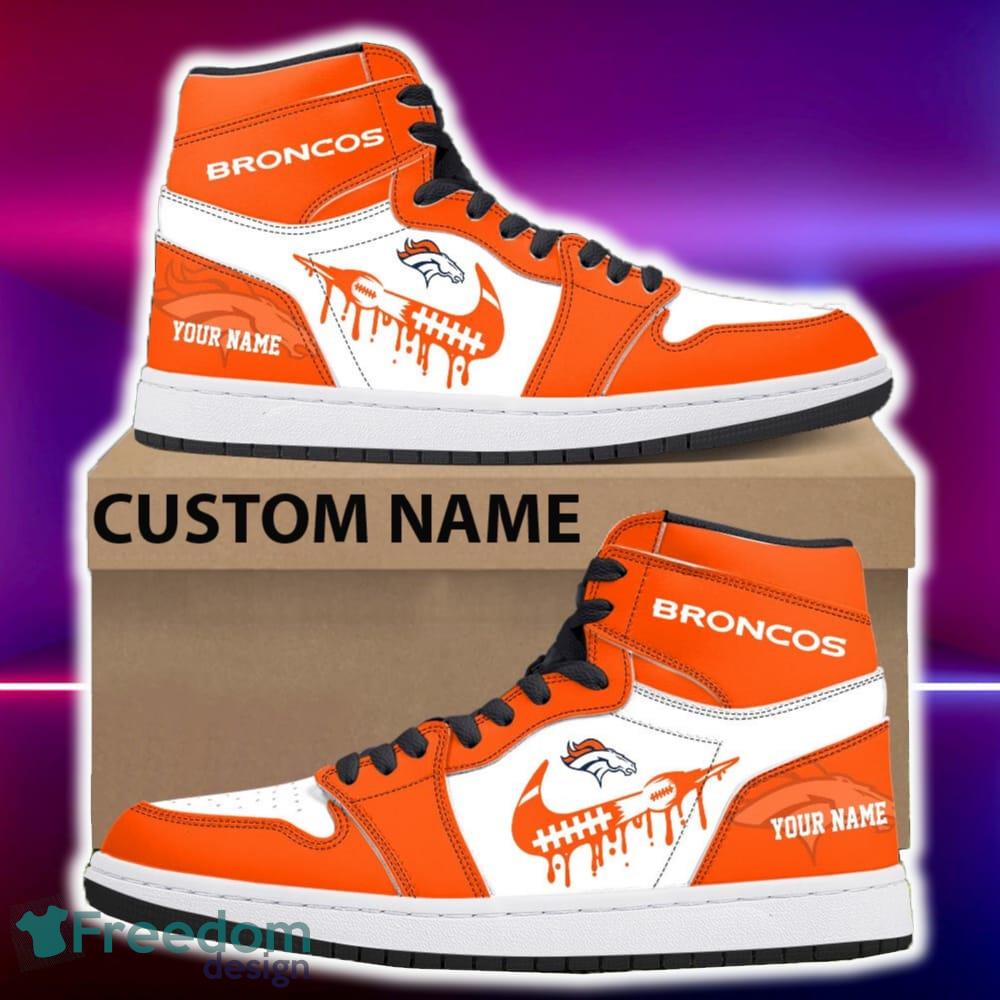 Denver Broncos Air Jordan Hightop Shoes New Custom Name For Fans Gift Sneaker image Denver Broncos Air Jordan Hightop Shoes New Custom Name For Fans Gift Sneaker - Denver Broncos Air Jordan Hightop Shoes Photo 4