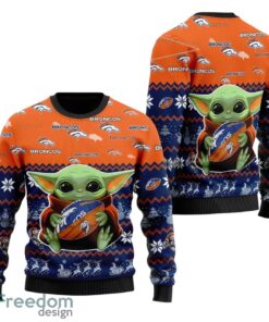 Denver Broncos Baby Yoda All Over Print  Sweater