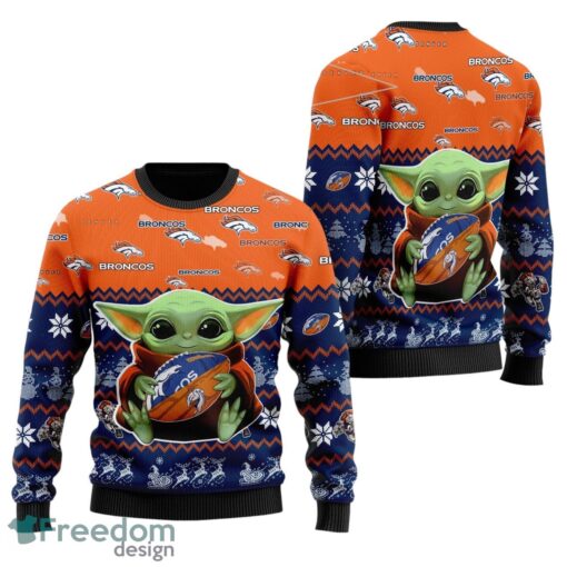 Denver Broncos Baby Yoda All Over Print Sweater Product Photo 1