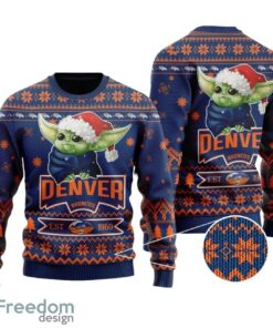 Denver Broncos Cute Baby Yoda Grogu Holiday Party All Over Print  Sweater