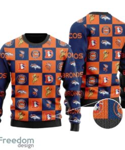 Denver Broncos Logo Checkered Flannel Design All Over Print  Sweater