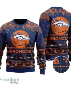 Denver Broncos  Sweater Shirt Santa Claus In The Moon Christmas All Over Print  Sweater