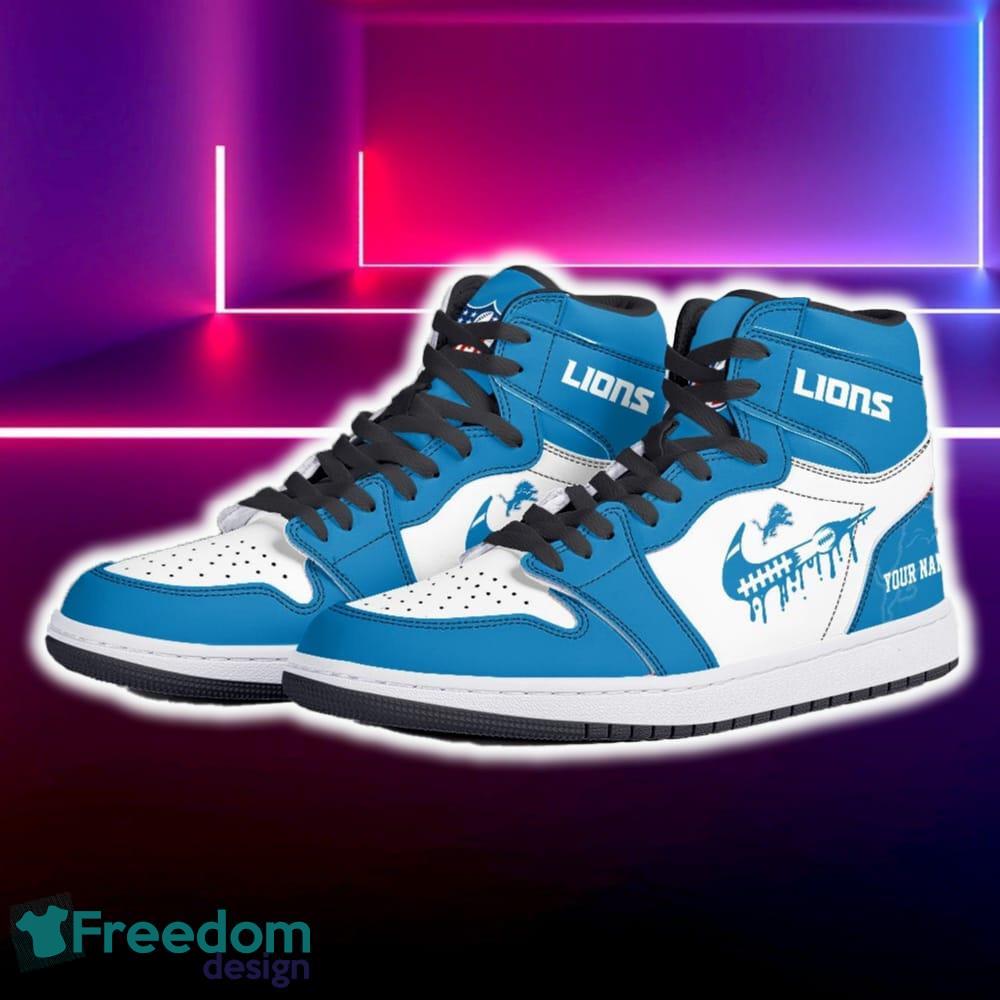 Detroit Lions Air Jordan Hightop Shoes New Custom Name For Fans Gift Sneaker image Detroit Lions Air Jordan Hightop Shoes New Custom Name For Fans Gift Sneaker - Detroit Lions Air Jordan Hightop Shoes Photo 5