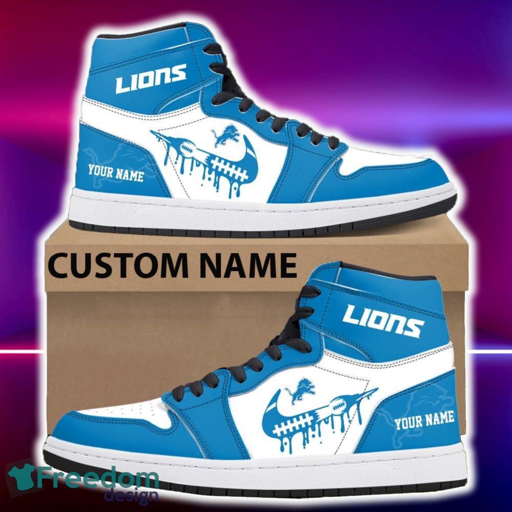 Detroit Lions Air Jordan Hightop Shoes New Custom Name For Fans Gift Sneaker image Detroit Lions Air Jordan Hightop Shoes New Custom Name For Fans Gift Sneaker - Detroit Lions Air Jordan Hightop Shoes Photo 4