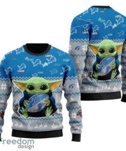 Detroit Lions Baby Yoda All Over Print  Sweater