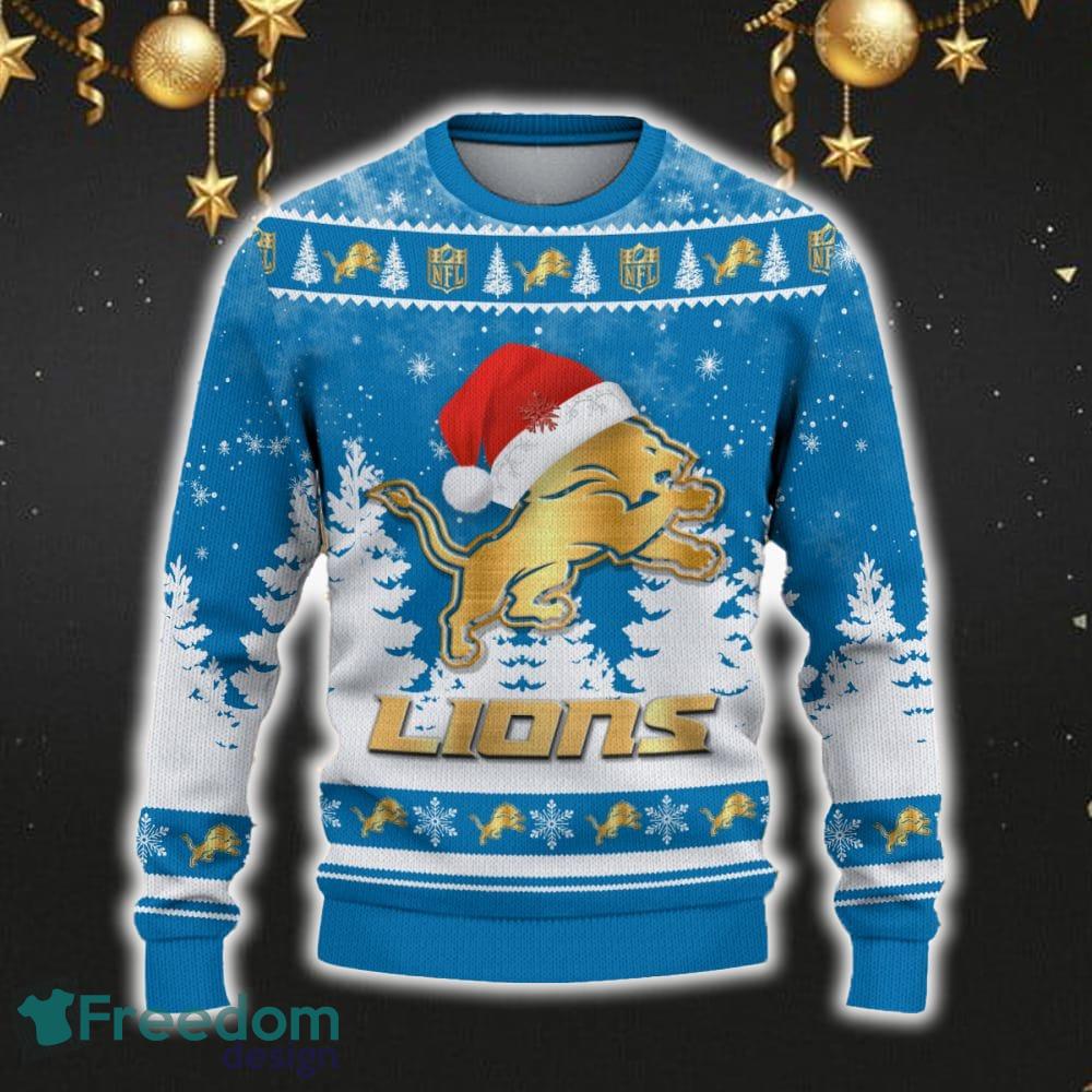 Detroit Lions Car For Fans 3D Sweater Ugly Christmas Santa Hat Tree Gift For Men Women image Detroit Lions Car For Fans 3D Sweater Ugly Christmas Santa Hat Tree Gift For Men Women - Detroit Lions Ugly Christmas Sweater_2