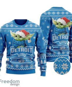 Detroit Lions Cute Baby Yoda Grogu All Over Print  Sweater