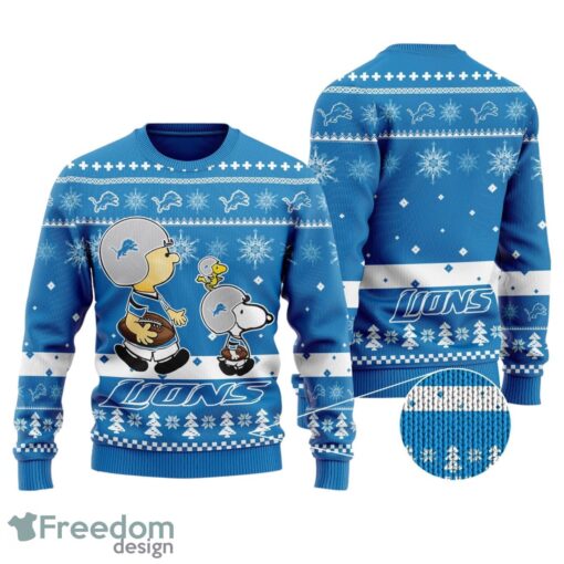 Detroit Lions Funny Charlie Brown Peanuts Snoopy All Over Print Sweater Product Photo 1