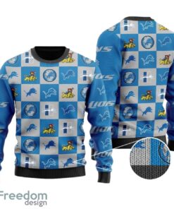 Detroit Lions Logo Checkered Flannel Design All Over Print  Sweater