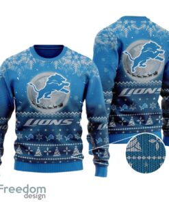 Detroit Lions Santa Claus In The Moon All Over Print  Sweater