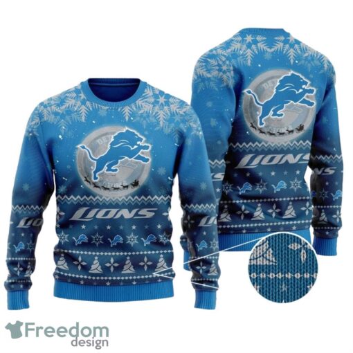 Detroit Lions Santa Claus In The Moon All Over Print Sweater Product Photo 1