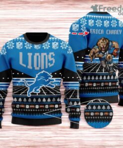 Detroit Lions Ugly Sweater Mascot NFL Christmas Gifts for big fans