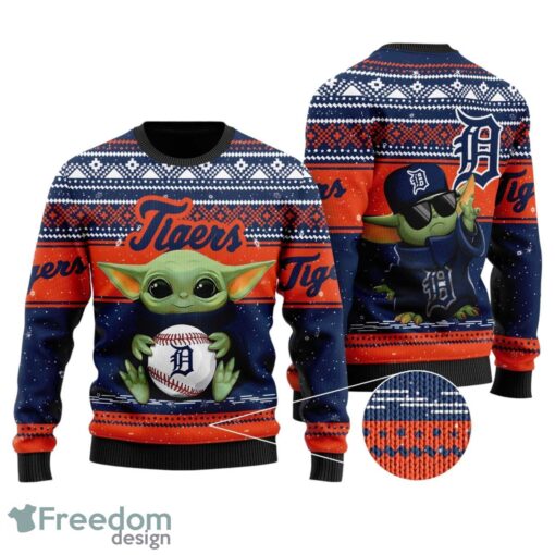 Detroit Tigers Grogu Baby Yoda Hug Logo All Over Print Sweater Product Photo 1