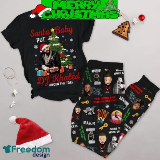 DJ Khaled Under The Tree Santa Christmas Fleece Pajamas Set For Christmas - DJ Khaled Under The Tree Santa Christmas Fleece Pajamas Set-1