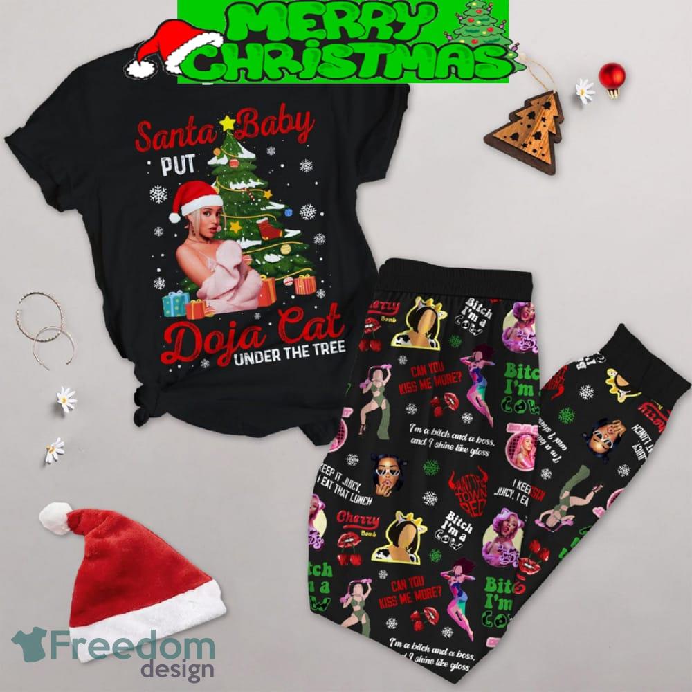 Doja Cat Under The Tree Santa Christmas Fleece Pajamas Set Men Women For Fans image Doja Cat Under The Tree Santa Christmas Fleece Pajamas Set Men Women For Fans - Doja Cat Under The Tree Santa Christmas Fleece Pajamas Set-1
