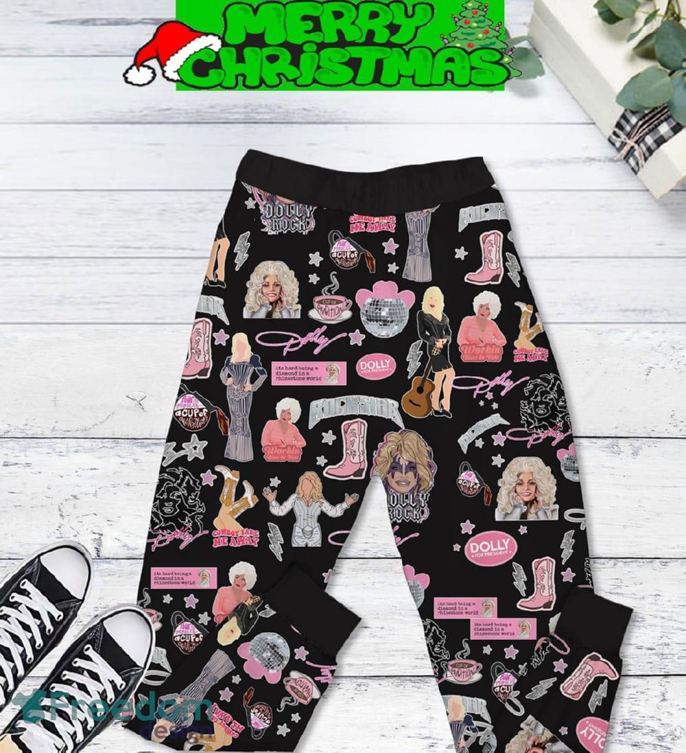 Dolly Parton Me Valentine Black Fleece Pajamas Set For Christmas image Dolly Parton Me Valentine Black Fleece Pajamas Set For Christmas - Dolly Parton Me Valentine Black Fleece Pajamas Set-2